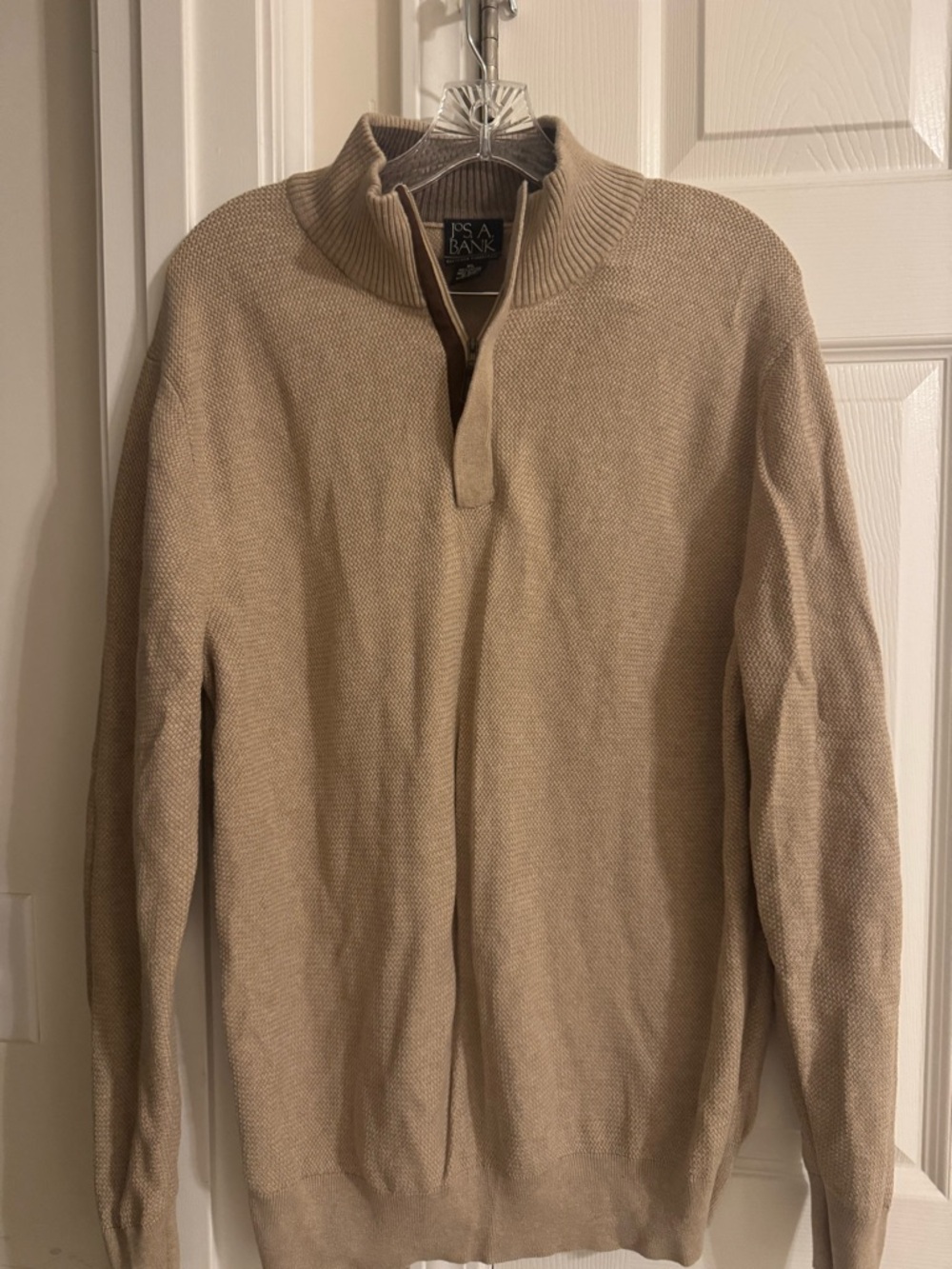 Jos. A. Bank Men's Half-Zip Sweater in Light Beige